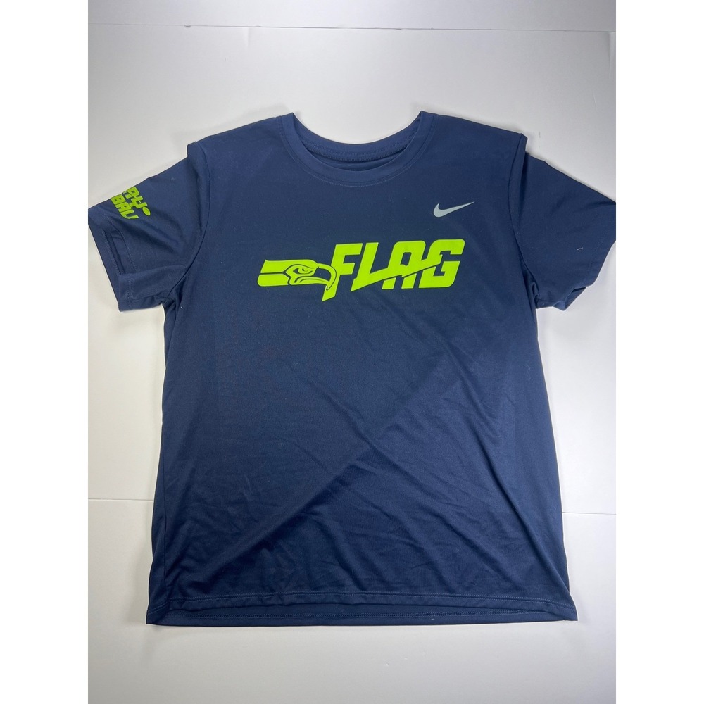 Nike Seattle Seahawks NFL Flag Football Dri-FIT T-Shirt Mens Large Navy Blue